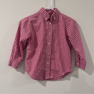 Kelly’s Kids Red Checkered Boys Button Up Flannel Shirt 5-6 Christmas Holiday